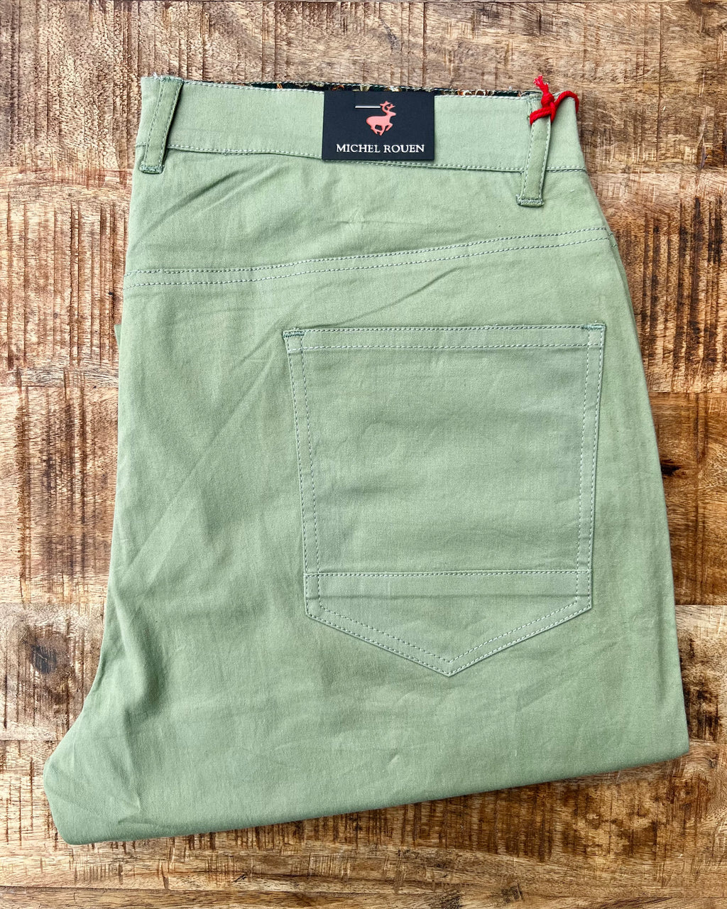 Michel Rouen | Stretch Cotton-blend 5-pocket Chinos | Lime Green | CLEARANCE
