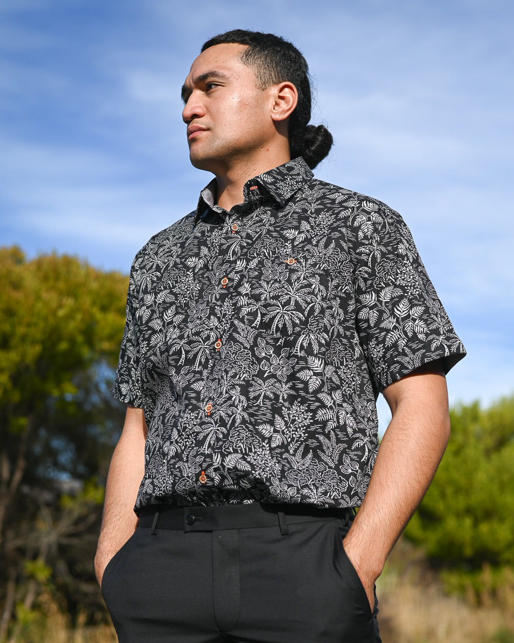 Lichfield Lifestyle | Short-sleeve Summer Shirt | 100% Cotton | Palm Tree Motif | CLEARANCE