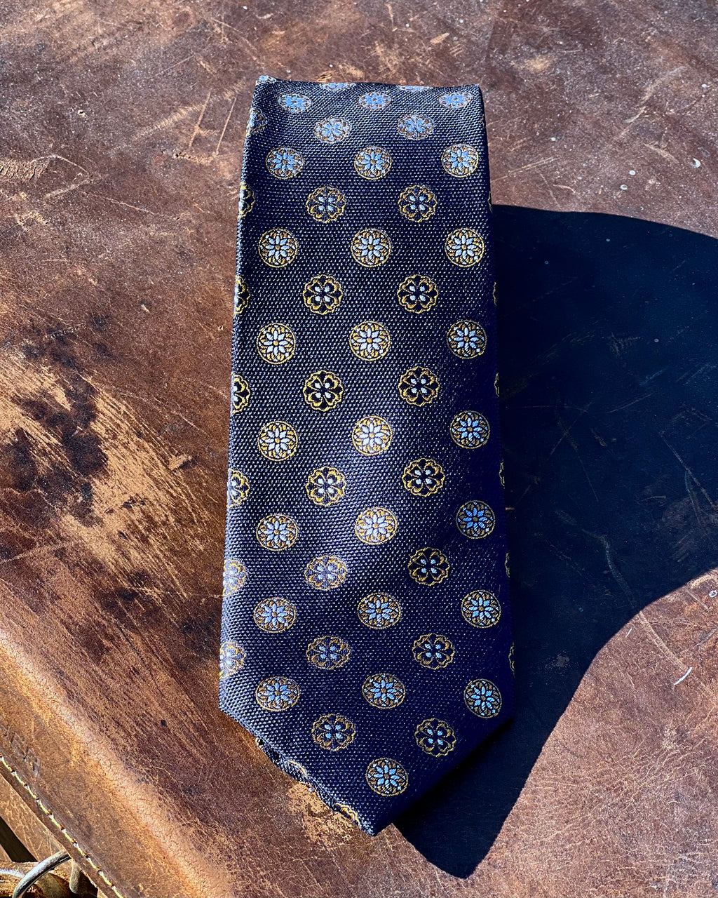 Silk Tie featuring flower mandala pattern