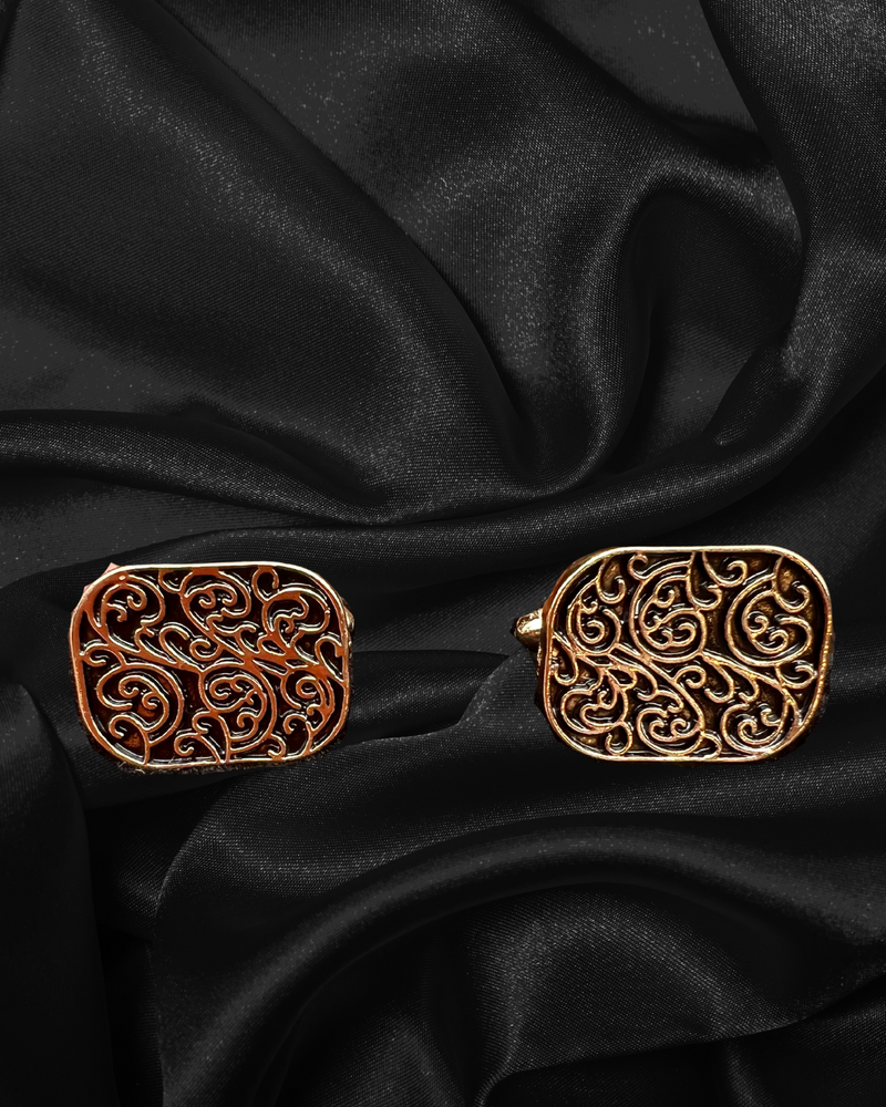 Vintage style cufflinks with swirly design - gold coloured