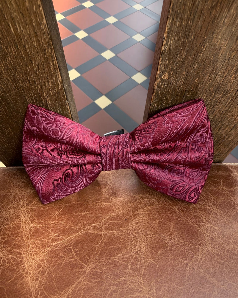 Crimson Paisley Bow Tie