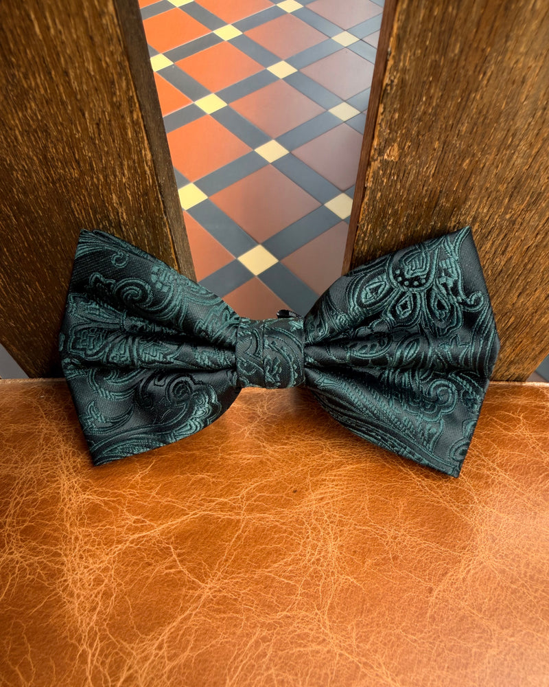 Dark Green Paisley Bow Tie