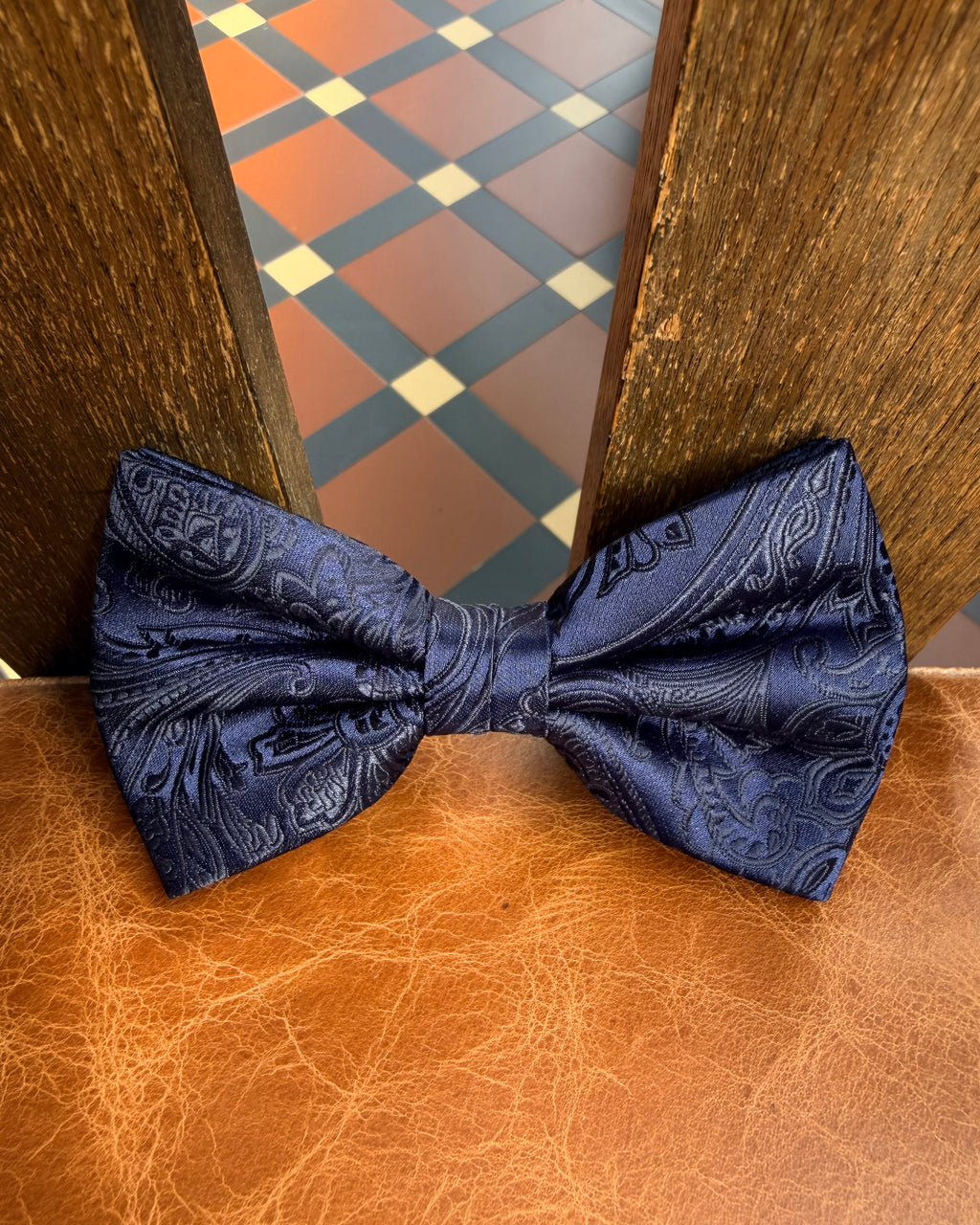 Navy Paisley Bow Tie