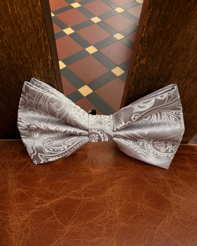 Silver Paisley Bow Tie