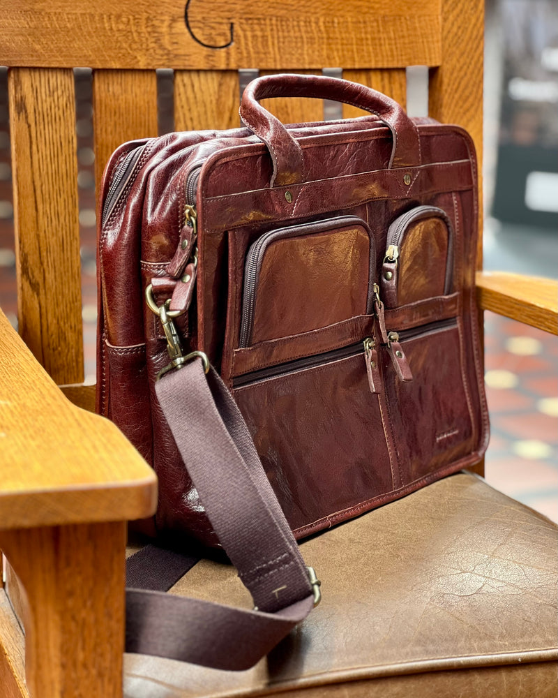 Pierre Cardin | Large Satchel | Genuine Leather | Detachable Shoulder Strap | Brown