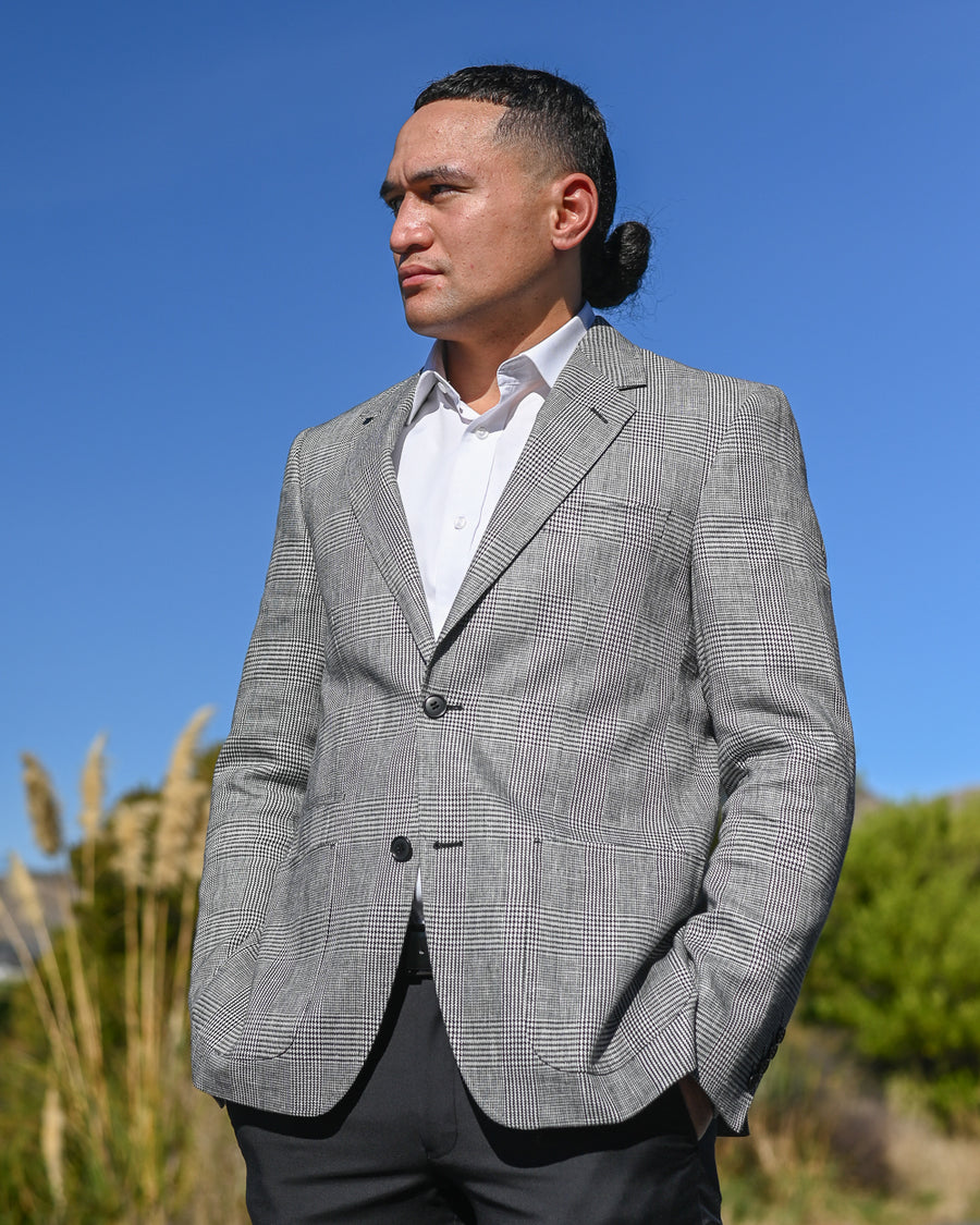 Daniel Hechter Sports Jacket Polyester-Wool-Linen Mix Blue