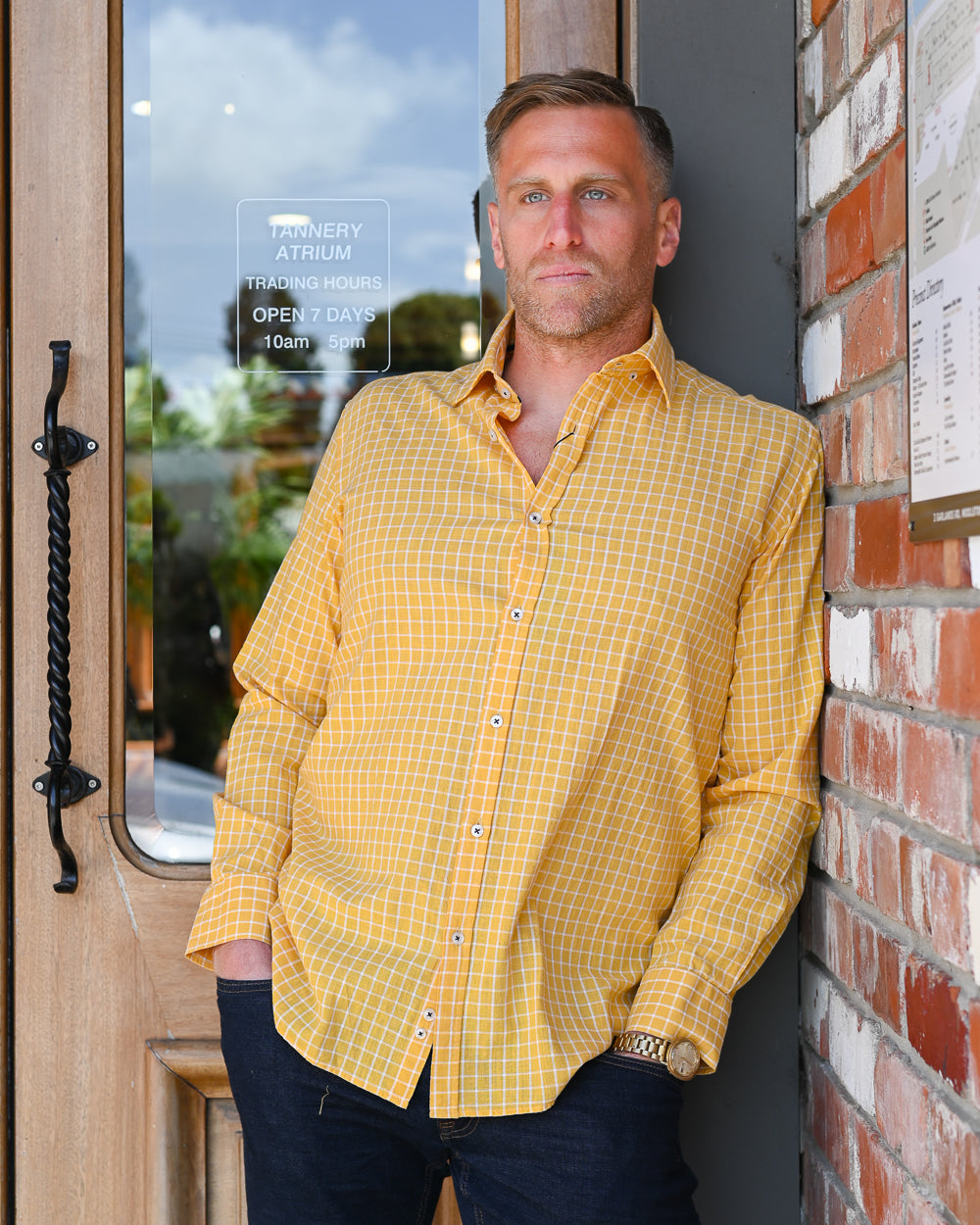Daniel Hechter | Long-sleeve Yellow Check Shirt | 100% Cotton