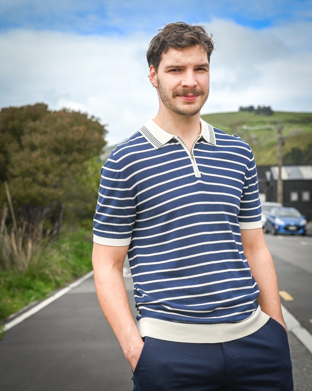 Daniel Hechter | Polo Shirt | Navy & Cream Stripe