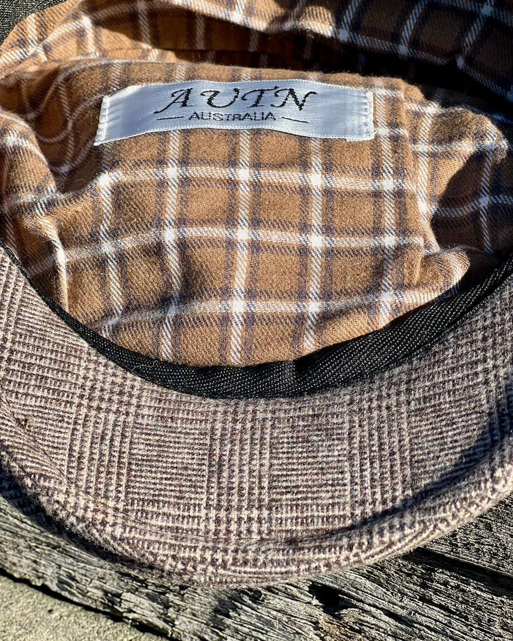 AUTN Australia | Flat Cap | Brown & Grey Check | Wool-blend