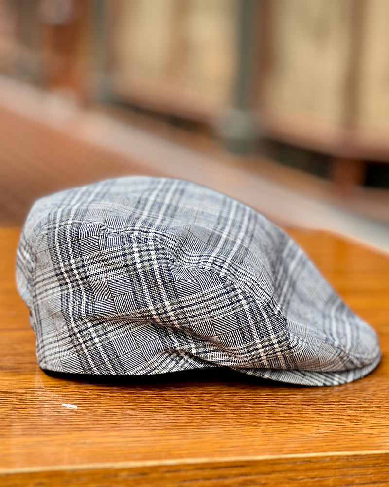 Hills Hats | Flat Cap | Cotton-Linen Mix | Grey Check