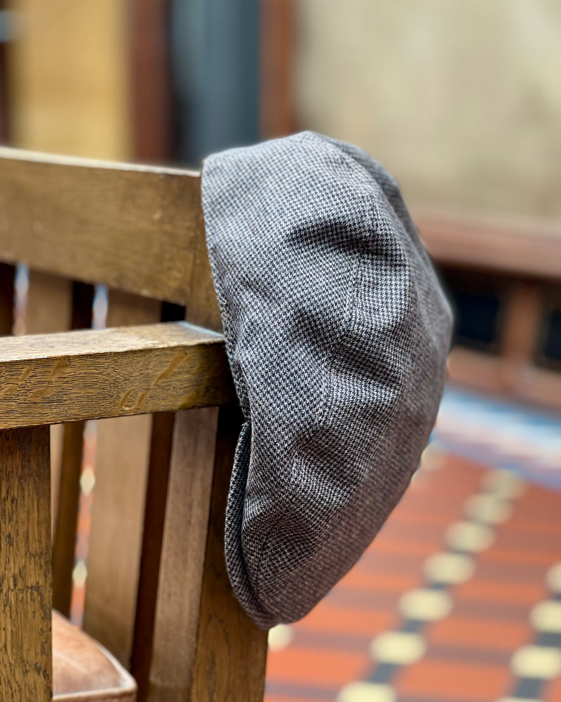 Hills Hats | Flat Cap | Cotton-Linen Mix | Grey Houndstooth