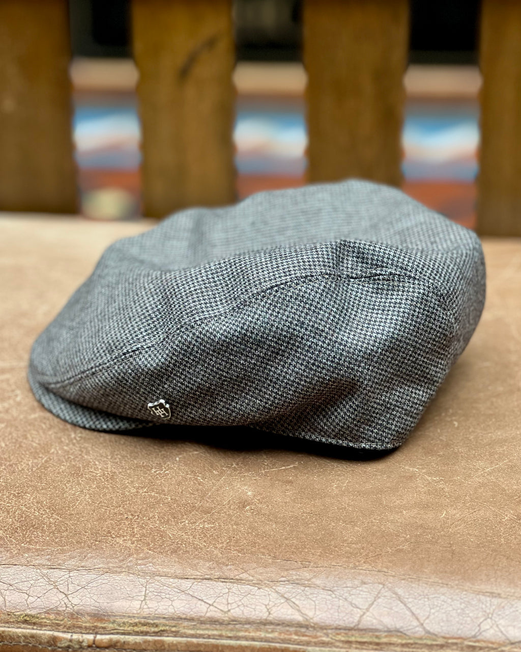 Hills Hats | Flat Cap | Cotton-Linen Mix | Grey Houndstooth