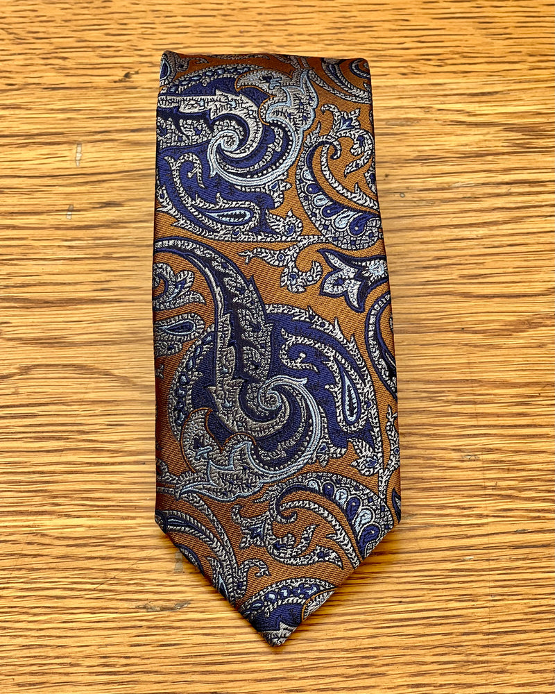 Silandro | Pure Silk Tie | Paisley | Navy & Bronze