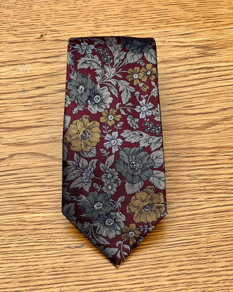 Silandro | Pure Silk Tie | Floral Motif | Claret