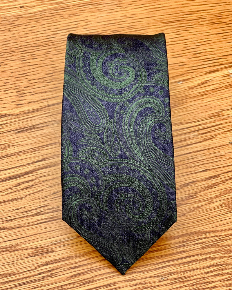 Silandro | Pure Silk Tie | Paisley | Green & Navy