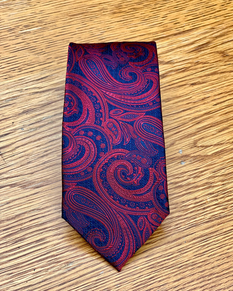 Silandro | Pure Silk Tie | Paisley | Crimson & Navy