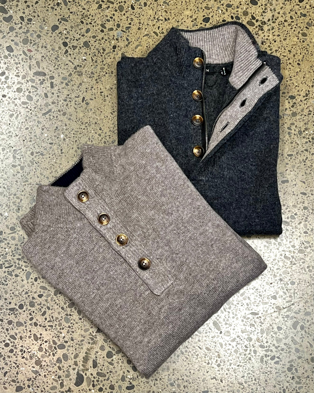 Berlin | Pure Lambswool 3/4 Zip-Neck Jumper | Oatmeal