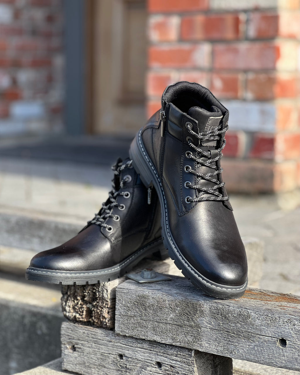 Mens leather boots - zipper and lace-up by Londons Life