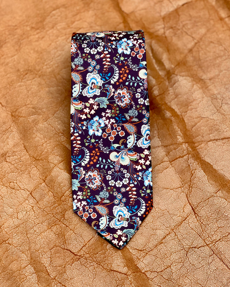 Parisian with Liberty | Floral NeckTie | Liberty Tana Lawn | Brown