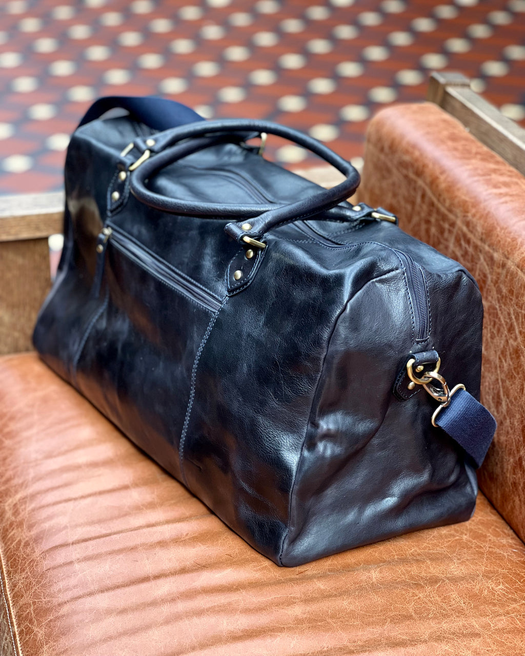 Pierre Cardin | Overnight Luggage Bag | Genuine Leather | Black