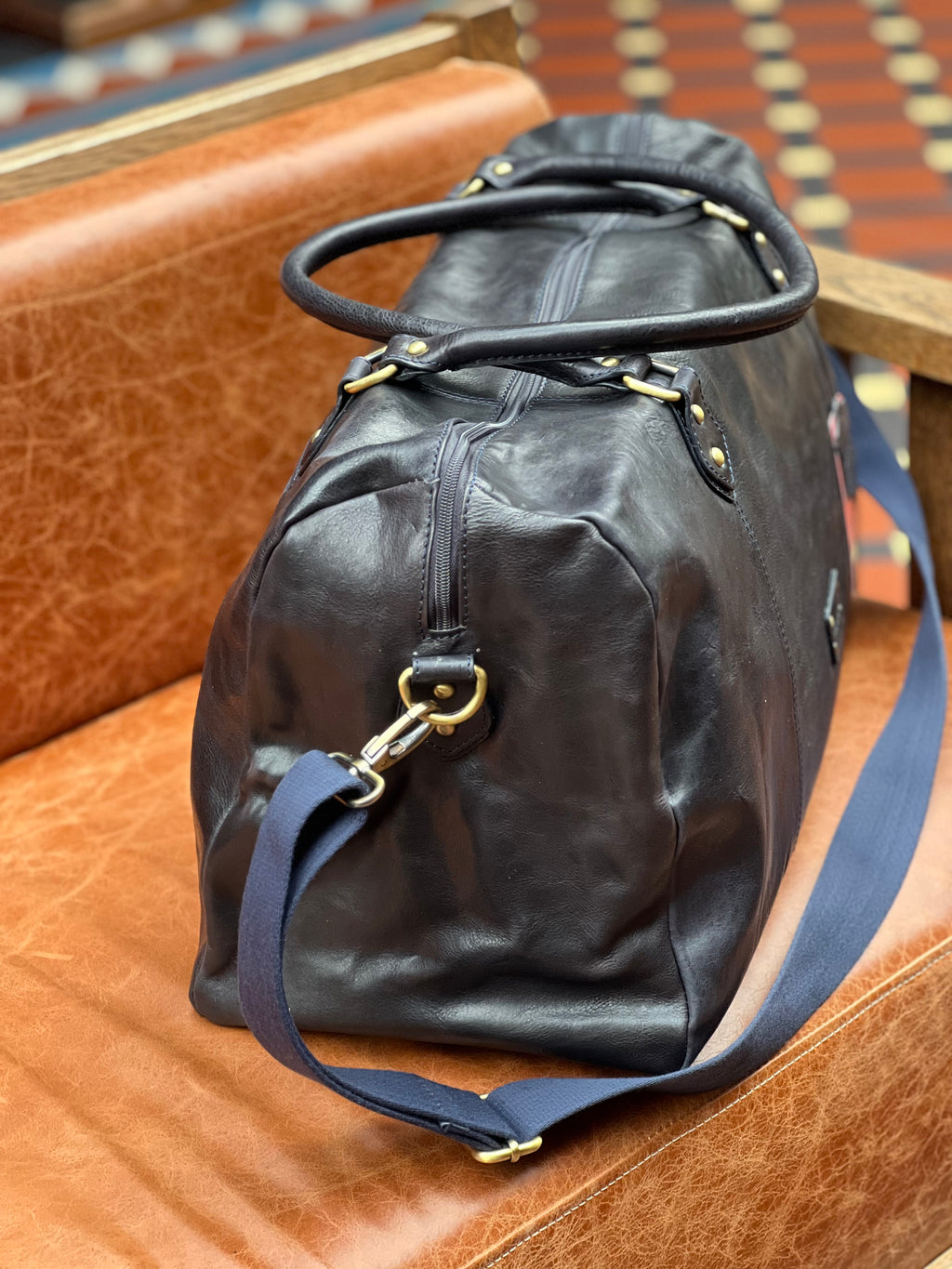 Pierre Cardin | Overnight Luggage Bag | Genuine Leather | Black