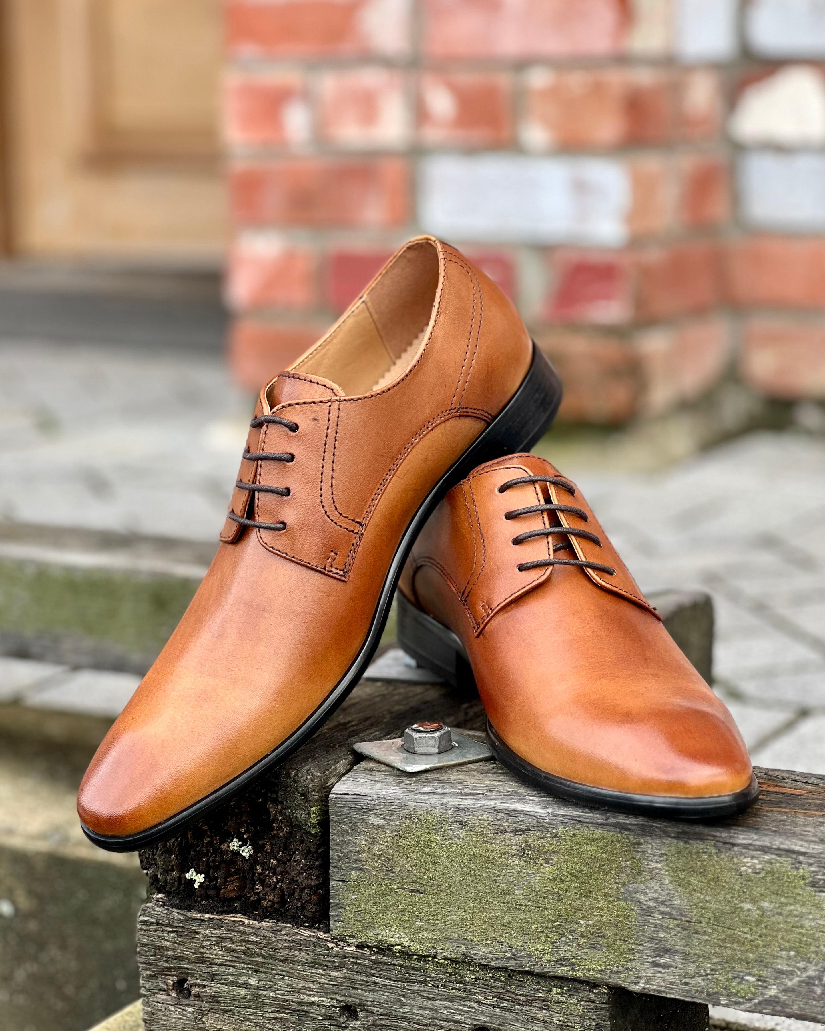 SUIT HIRE | Massa | Genuine Leather Dress Shoes | Tan – Munns the
