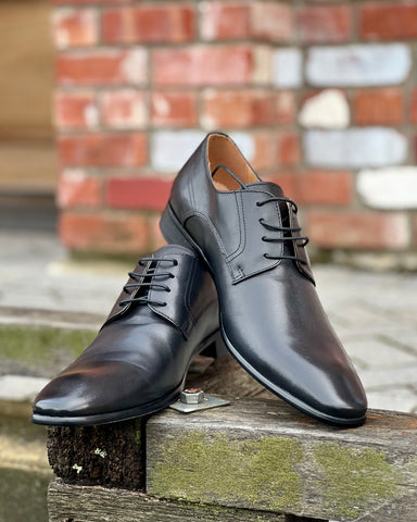 BLACK TIE SUIT HIRE Massa Genuine Leather Dress Shoes Black