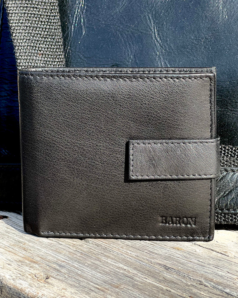 Baron + Buxton | Genuine Leather Tab Wallet | Black