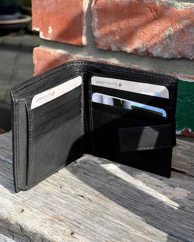 Baron + Buxton | Genuine Leather Tab Wallet | Black