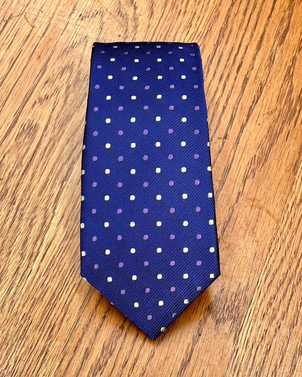 Michel Rouen | Pure Silk Tie | Purple with White & Pale Purple Dots | CLEARANCE