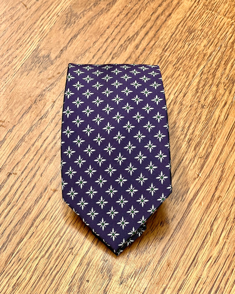 Michel Rouen | Pure Silk Tie | Star Flower Motif