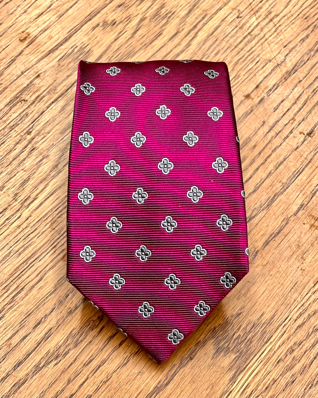 Michel Rouen | Pure Silk Tie | Micro Florals on Crimson Ground | CLEARANCE