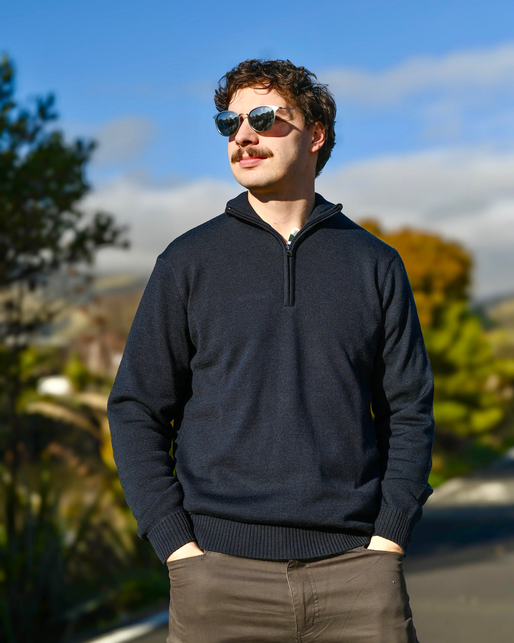 Silverdale | Pure Wool Pullover With 1/4 Zip | Dark Navy