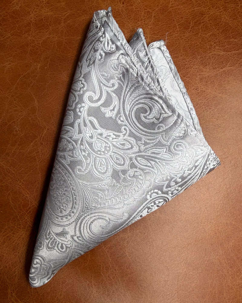 Pocket Square | Silver Paisley