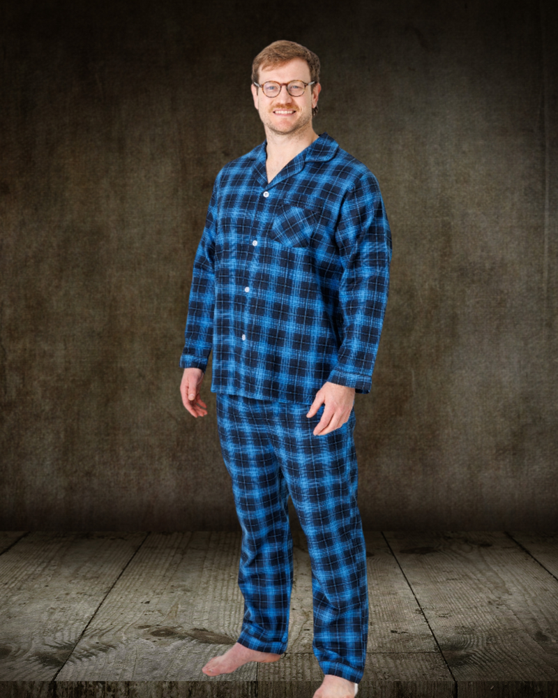 Lichfield Downunder | Brushed Cotton Pajamas | Blue Check
