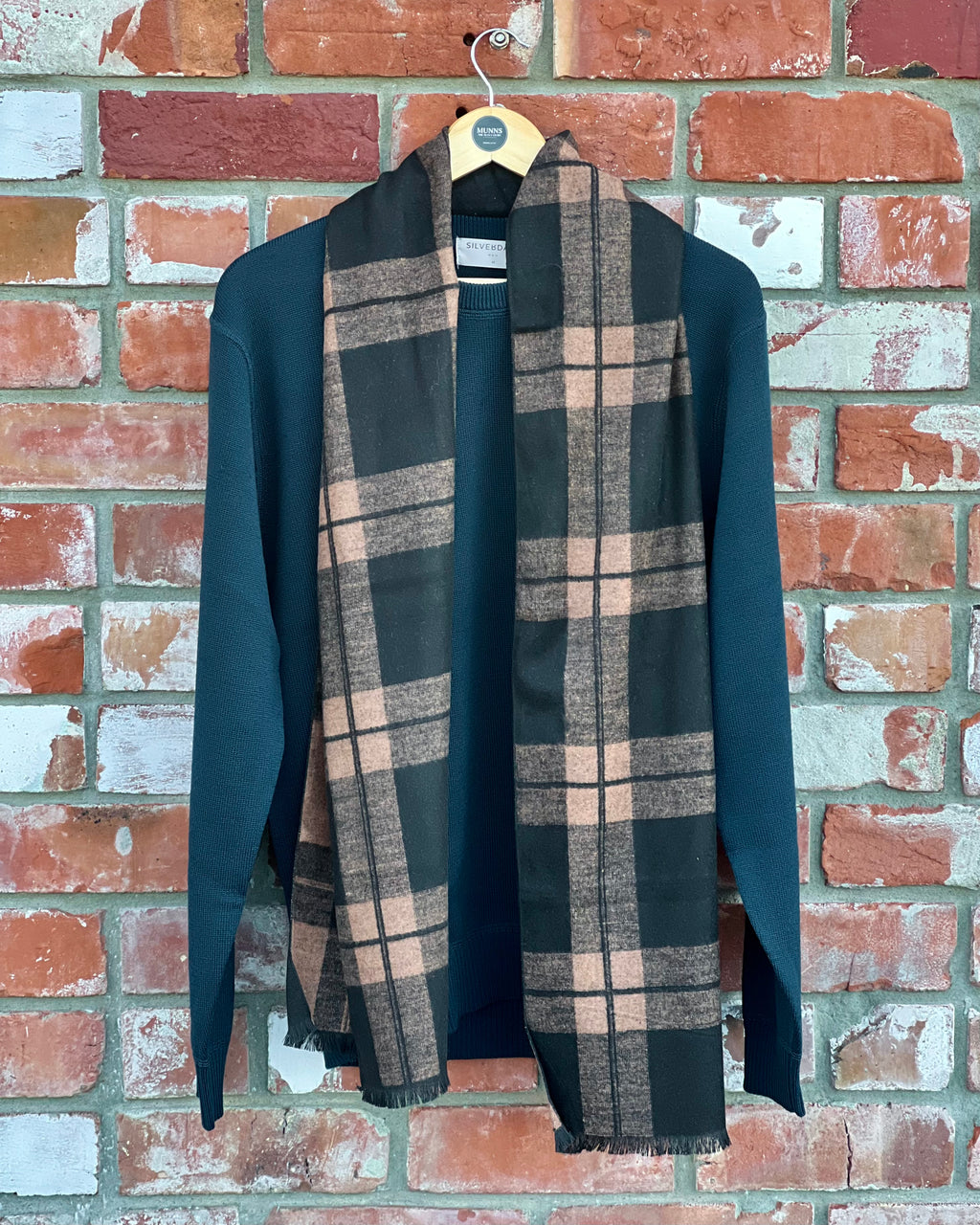 AUTN | Men's Plaid Scarf | Wool-Cotton Blend | Black & Tan