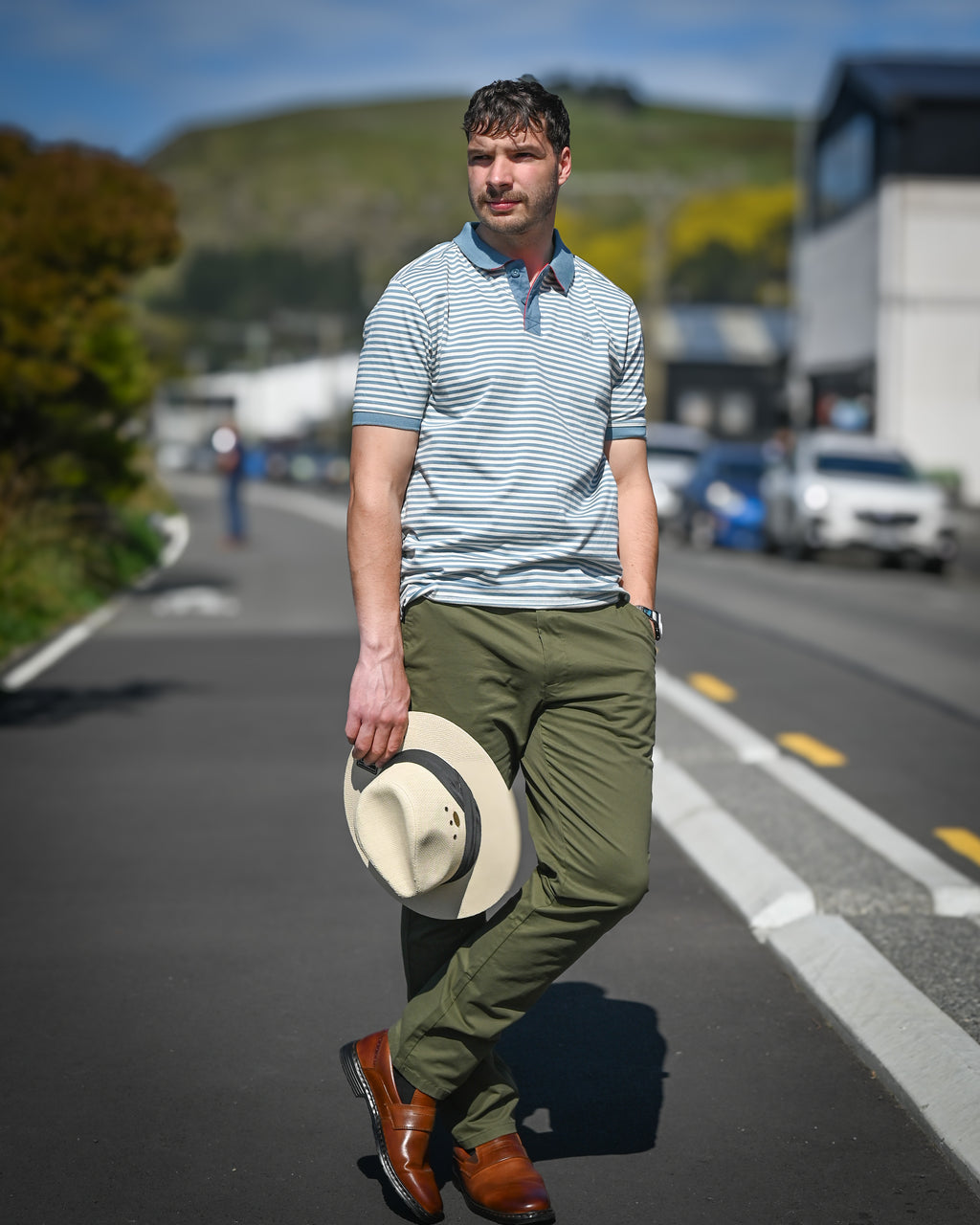 Brakeburn | Polo Shirt | Smoke-blue Stripe