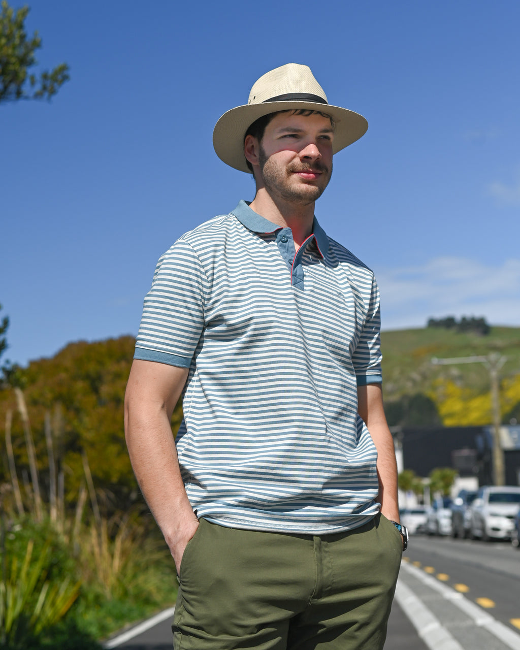 Brakeburn | Polo Shirt | Smoke-blue Stripe