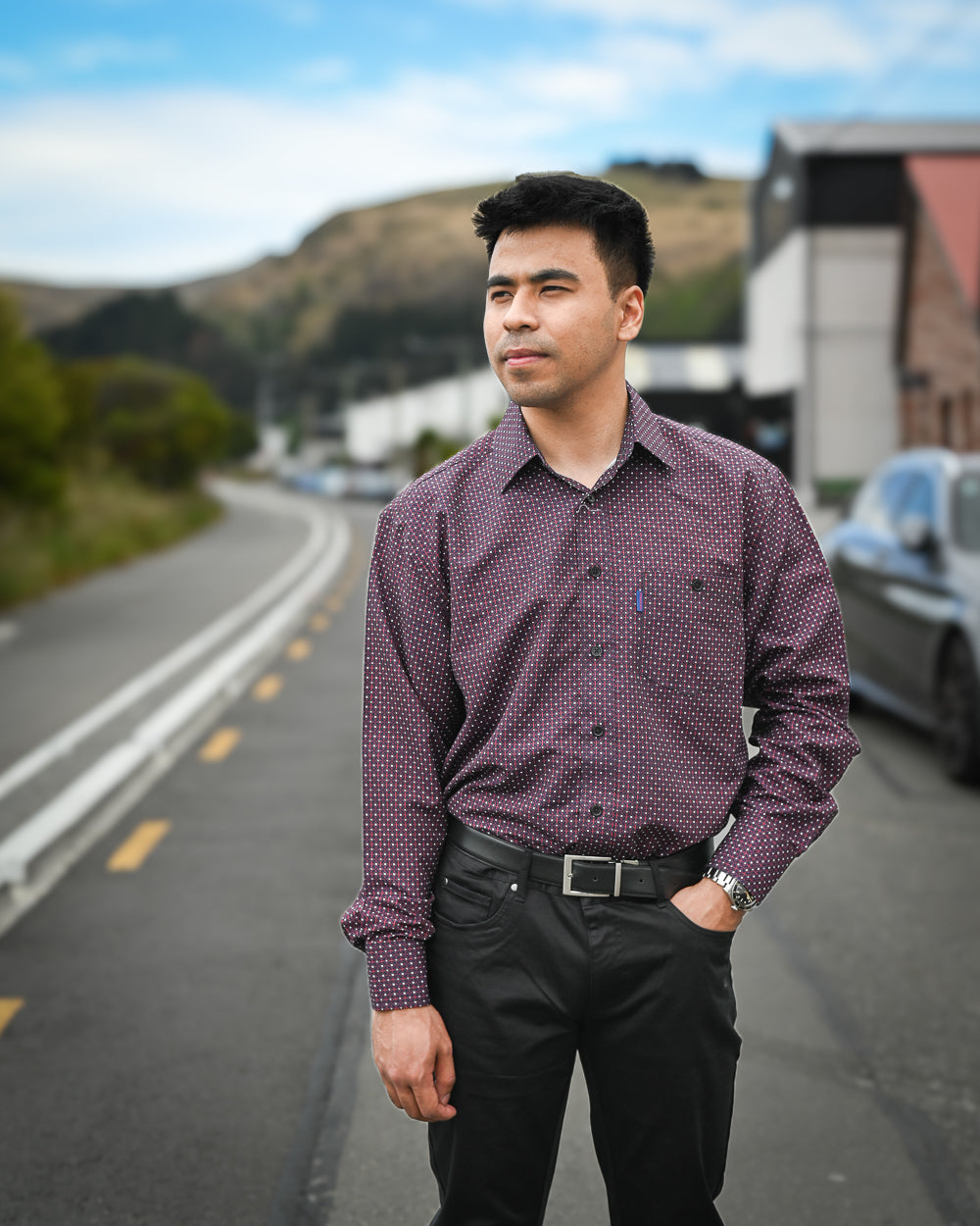 Portobello Road | Long-sleeve Shirt | Iron-cheater Fabric | Blue & Green Paisley (Copy)