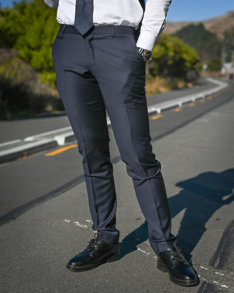 Classic dark navy suit trousers by Savile Row