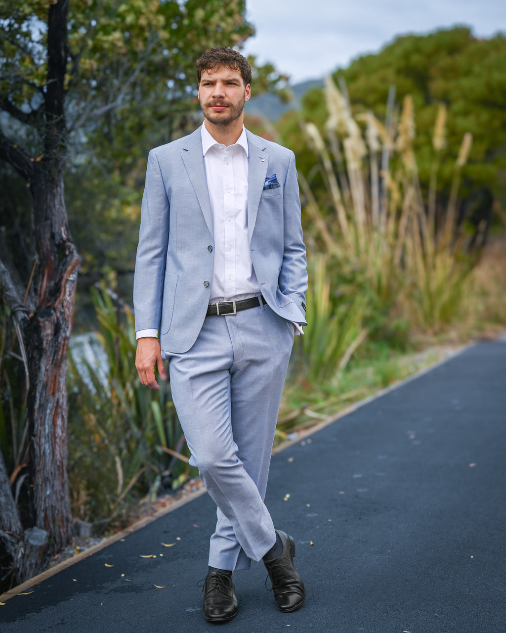 Savile Row | Linen-Merino Suit Jacket | Sky | Light Blue