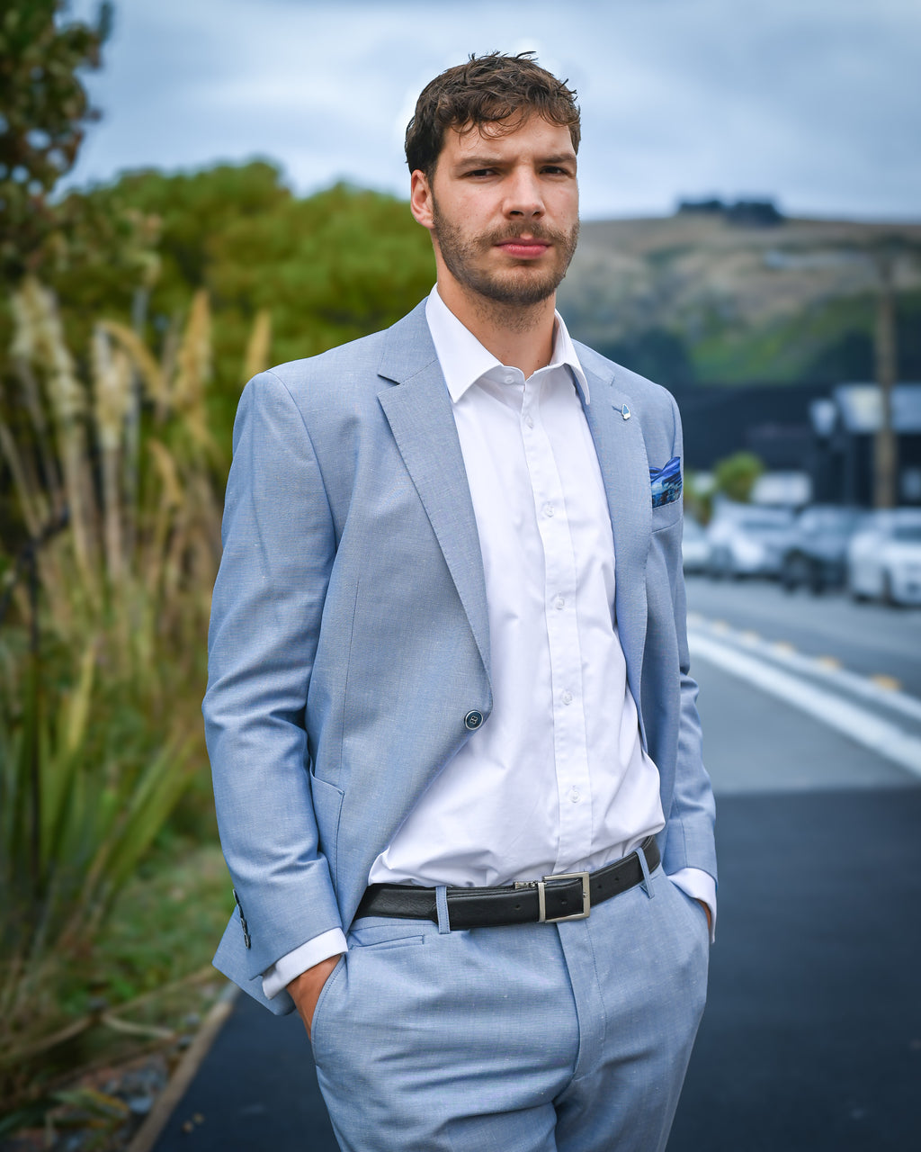 Savile Row | Linen-Merino Suit Jacket | Sky | Light Blue