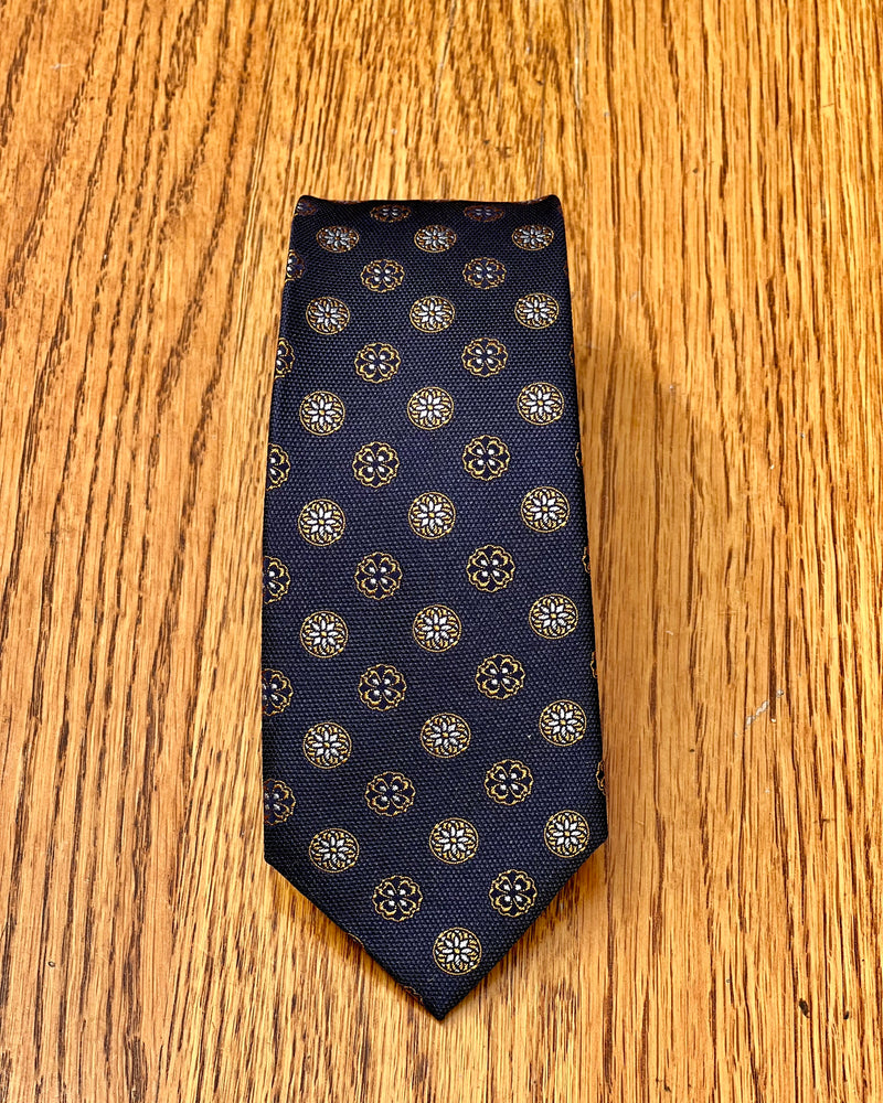 Silandro | Pure Silk Tie | Mandala Pattern on Dark Background