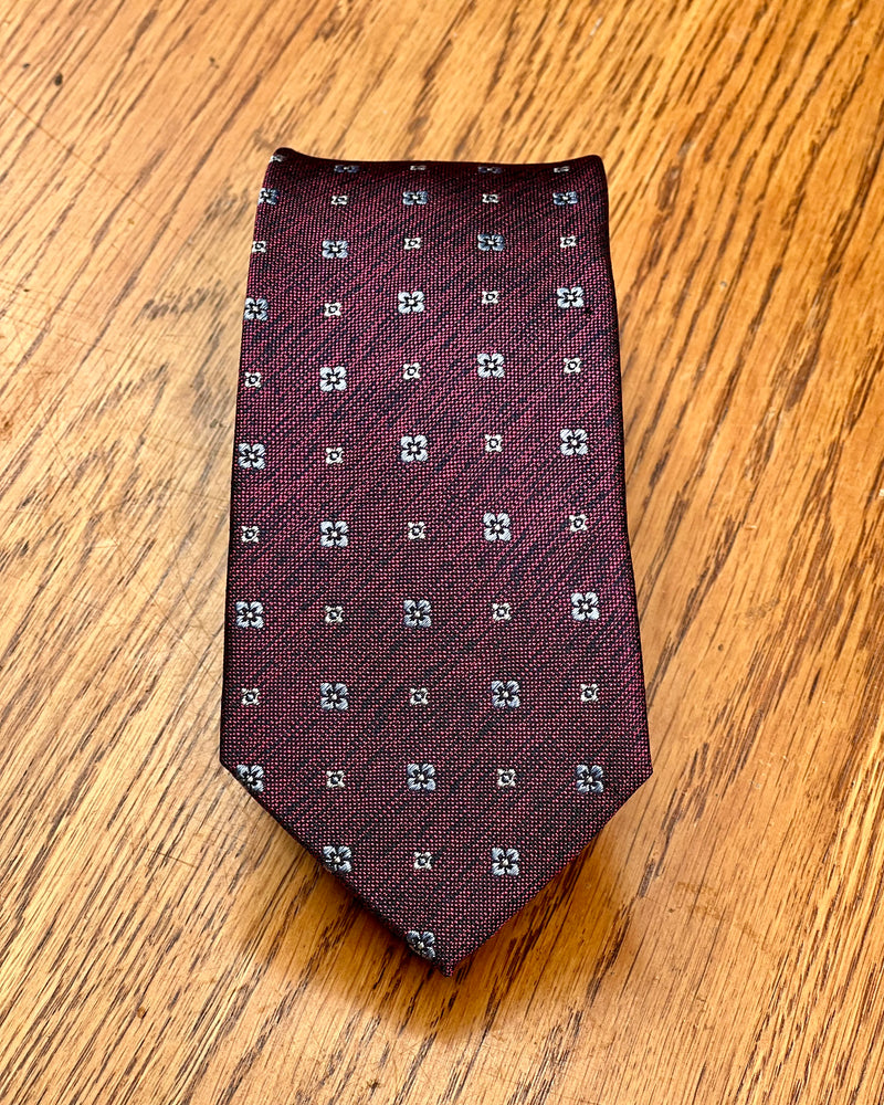 Silandro | Pure Silk Tie | Micro-florals on Burgundy Background