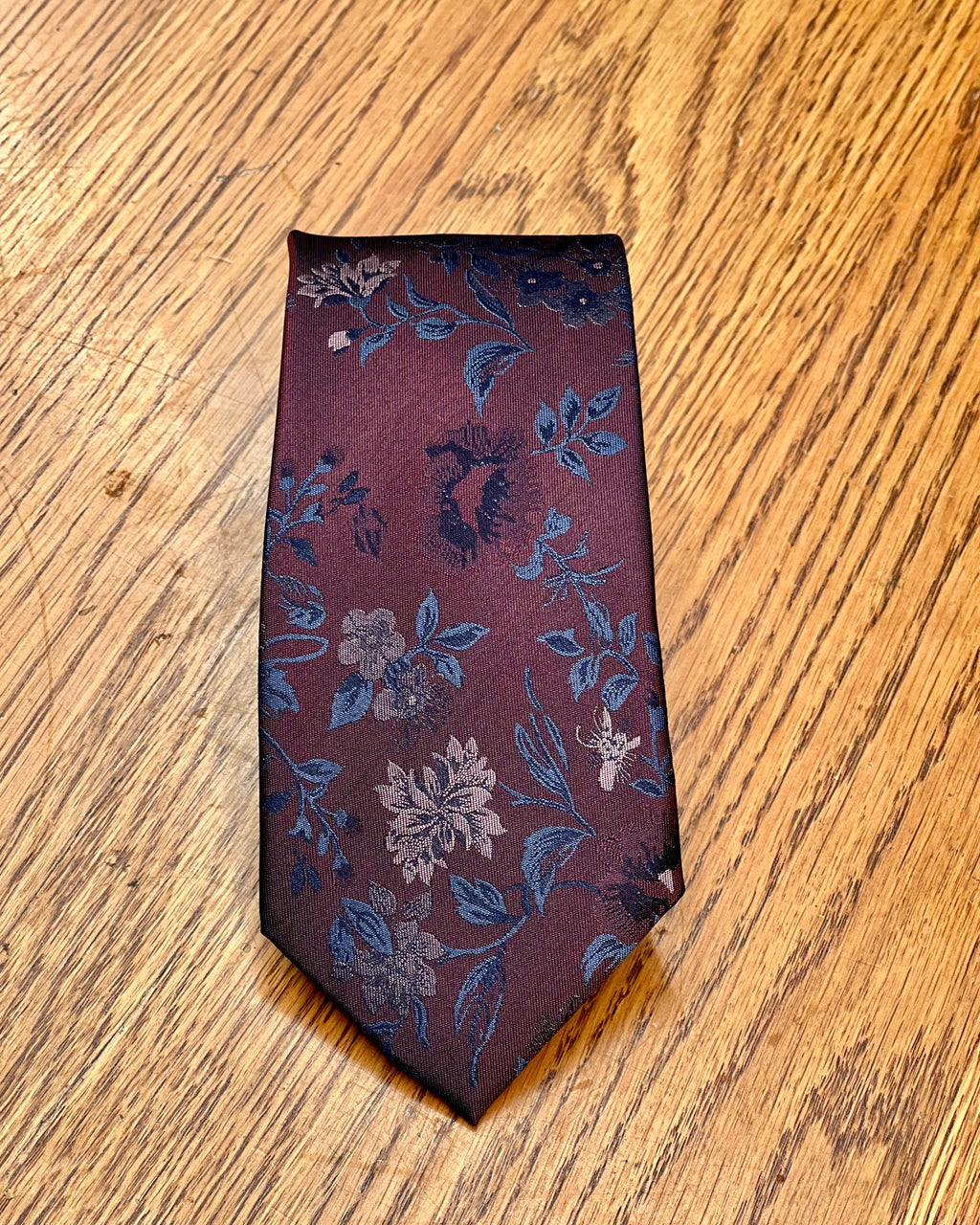 Silandro | Pure Silk Tie | Floral Pattern | Burgundy