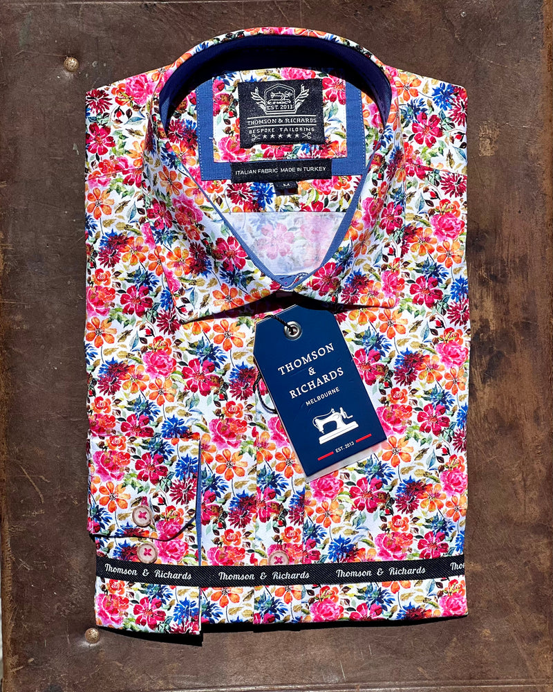 Bright floral mens shirt by Thomson and Richards
