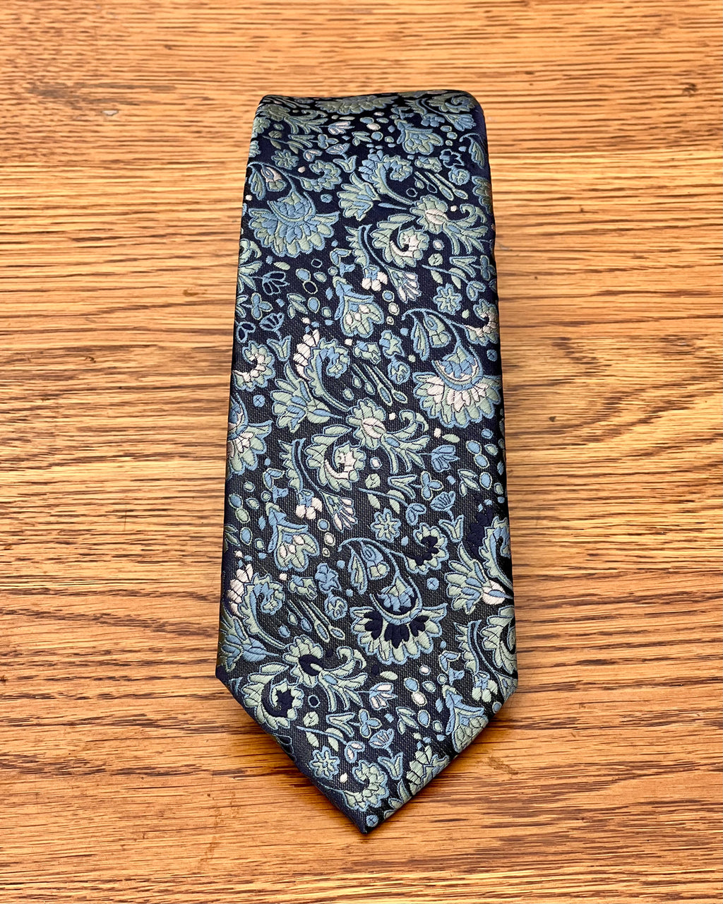 The Tie Company | Floral Tie | Blue on Black Ground