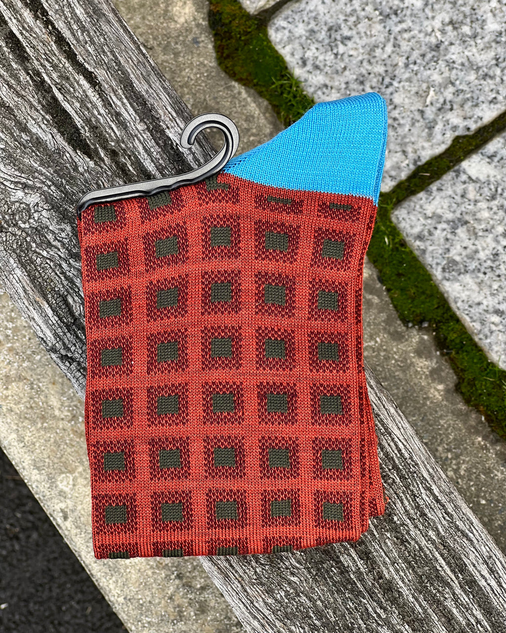 Visconti Socks | Cotton Blend | 1 pair | Orange & Brown Check