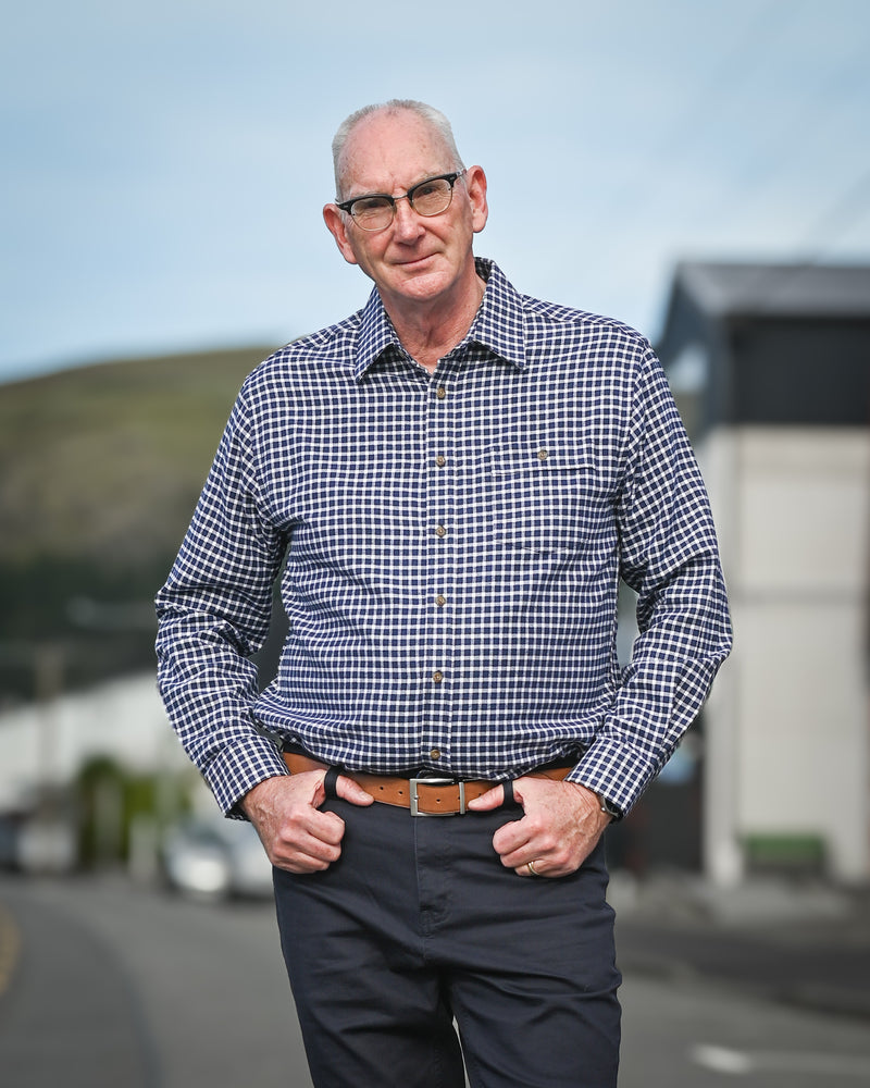 Vonella | Long-sleeve Shirt | Cotton Mix | Navy & White Check