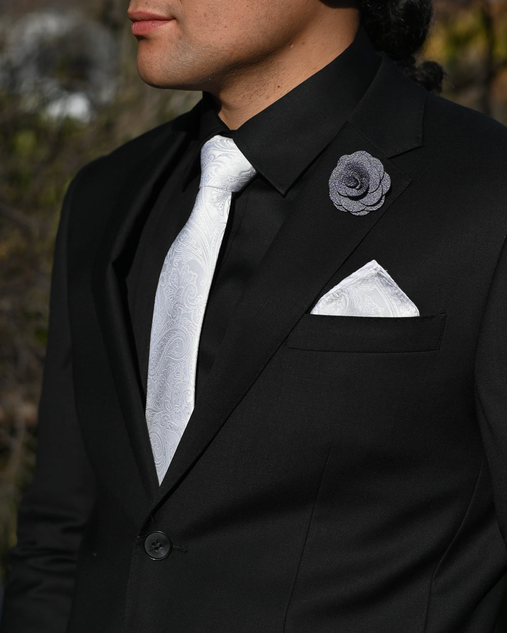 SCHOOL BALL-FORMAL SUIT HIRE | White Satin Paisley Tie TO HIRE